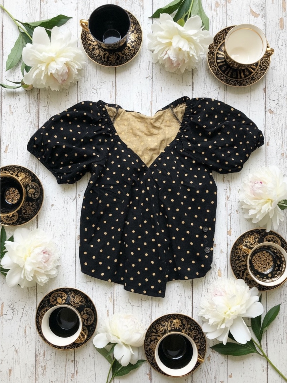 Madewell wrap corduroy polkadot top